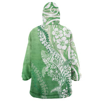 Hawaii Puakenikeni And Maile Lei Wearable Blanket Hoodie Green Polynesian Shark Tattoo DT05 - Polynesian Pride