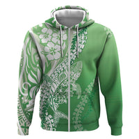 Hawaii Puakenikeni And Maile Lei Zip Hoodie Green Polynesian Shark Tattoo DT05 Zip Hoodie Green - Polynesian Pride