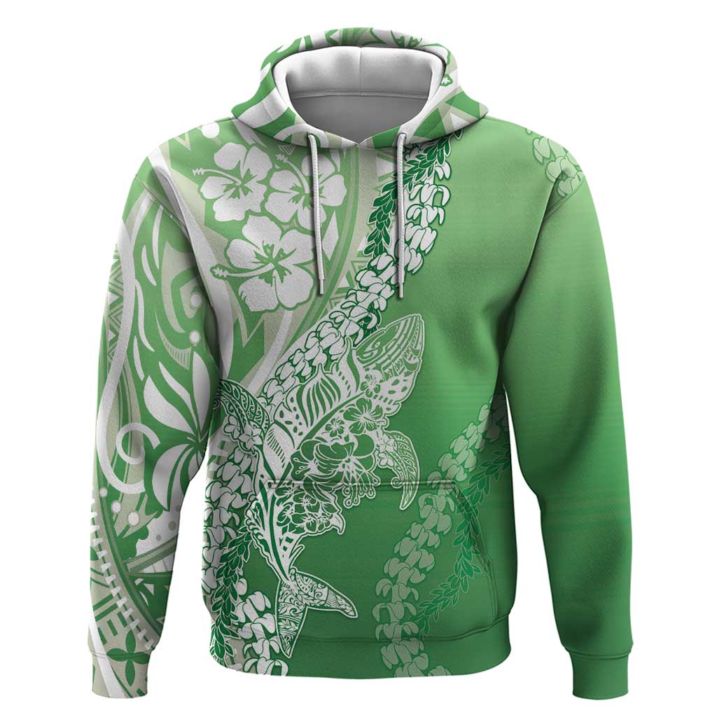 Hawaii Puakenikeni And Maile Lei Zip Hoodie Green Polynesian Shark Tattoo DT05 Pullover Hoodie Green - Polynesian Pride