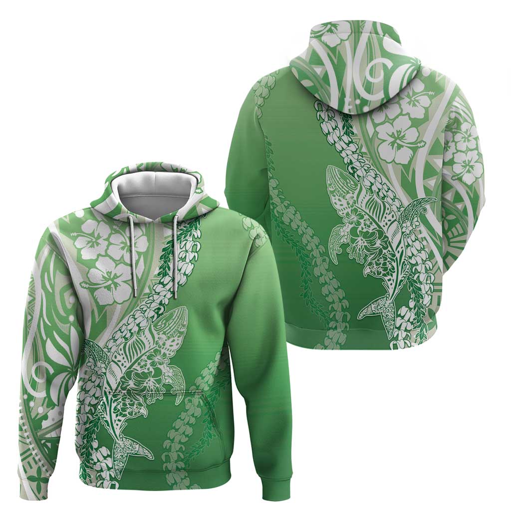 Hawaii Puakenikeni And Maile Lei Zip Hoodie Green Polynesian Shark Tattoo DT05 - Polynesian Pride