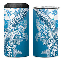 Hawaii Puakenikeni And Maile Lei 4 in 1 Can Cooler Tumbler Blue Polynesian Shark Tattoo DT05 One Size: 16 oz Blue - Polynesian Pride