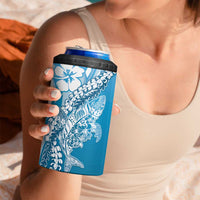 Hawaii Puakenikeni And Maile Lei 4 in 1 Can Cooler Tumbler Blue Polynesian Shark Tattoo DT05 - Polynesian Pride
