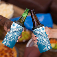 Hawaii Puakenikeni And Maile Lei 4 in 1 Can Cooler Tumbler Blue Polynesian Shark Tattoo DT05 - Polynesian Pride