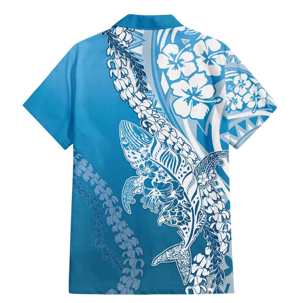 Hawaii Puakenikeni And Maile Lei Family Matching Mermaid Dress and Hawaiian Shirt Blue Polynesian Shark Tattoo DT05 - Polynesian Pride