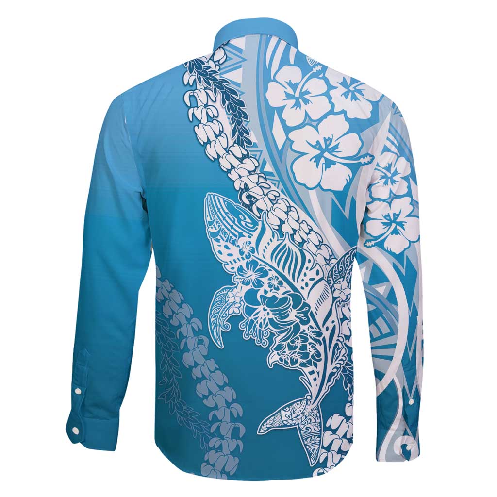 Hawaii Puakenikeni And Maile Lei Family Matching Off Shoulder Maxi Dress and Hawaiian Shirt Blue Polynesian Shark Tattoo DT05 - Polynesian Pride