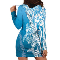 Hawaii Puakenikeni And Maile Lei Hoodie Dress Blue Polynesian Shark Tattoo DT05 - Polynesian Pride