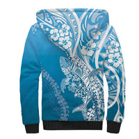 Hawaii Puakenikeni And Maile Lei Sherpa Hoodie Blue Polynesian Shark Tattoo DT05 - Polynesian Pride