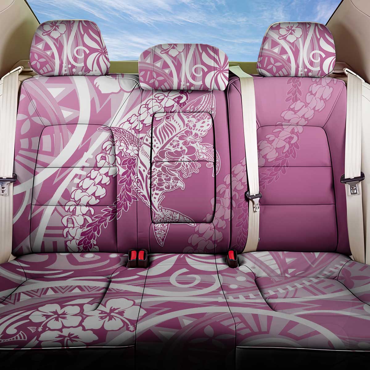 Hawaii Puakenikeni And Maile Lei Back Car Seat Cover Pink Polynesian Shark Tattoo DT05 One Size Pink - Polynesian Pride