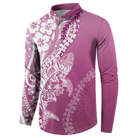 Hawaii Puakenikeni And Maile Lei Button Sweatshirt Pink Polynesian Shark Tattoo DT05