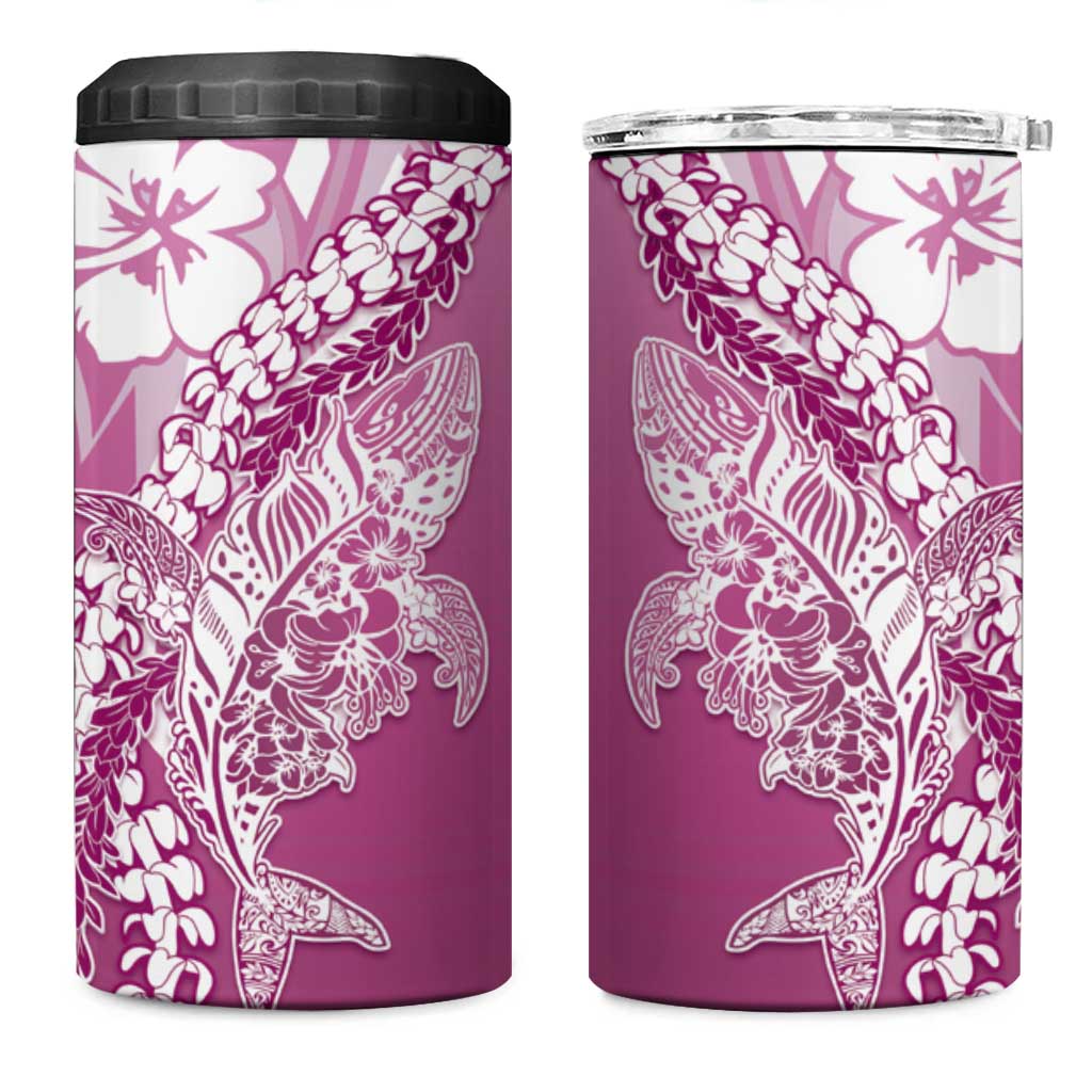 Hawaii Puakenikeni And Maile Lei 4 in 1 Can Cooler Tumbler Pink Polynesian Shark Tattoo DT05 - Polynesian Pride