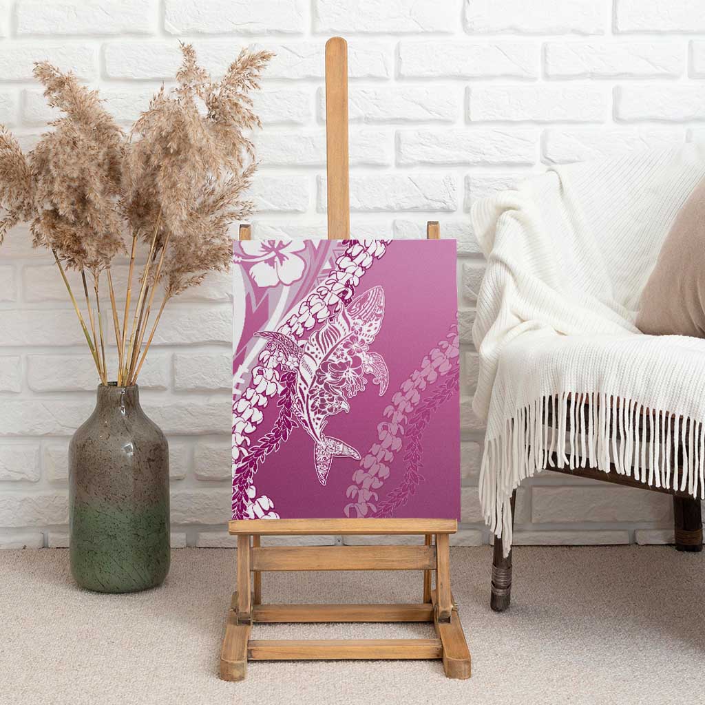 Hawaii Puakenikeni And Maile Lei Canvas Wall Art Pink Polynesian Shark Tattoo DT05