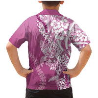 Hawaii Puakenikeni And Maile Lei Family Matching Mermaid Dress and Hawaiian Shirt Pink Polynesian Shark Tattoo DT05 - Polynesian Pride