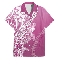 Hawaii Puakenikeni And Maile Lei Family Matching Mermaid Dress and Hawaiian Shirt Pink Polynesian Shark Tattoo DT05 Dad's Shirt - Short Sleeve Pink - Polynesian Pride