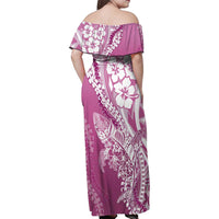 Hawaii Puakenikeni And Maile Lei Family Matching Off Shoulder Maxi Dress and Hawaiian Shirt Pink Polynesian Shark Tattoo DT05 - Polynesian Pride