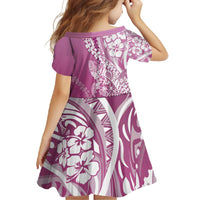 Hawaii Puakenikeni And Maile Lei Family Matching Short Sleeve Bodycon Dress and Hawaiian Shirt Pink Polynesian Shark Tattoo DT05