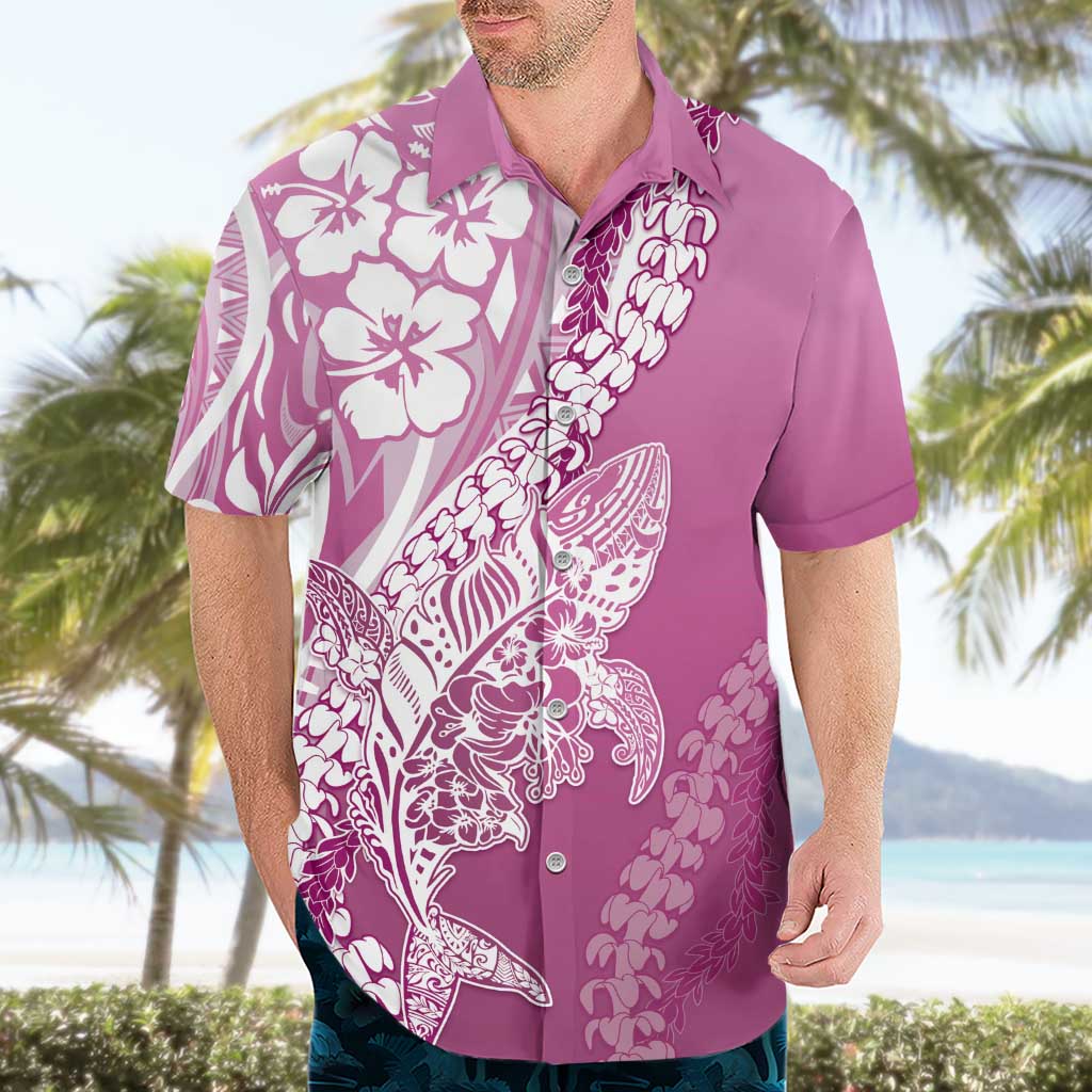 Hawaii Puakenikeni And Maile Lei Hawaiian Shirt Pink Polynesian Shark Tattoo DT05 - Polynesian Pride