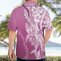 Hawaii Puakenikeni And Maile Lei Hawaiian Shirt Pink Polynesian Shark Tattoo DT05 - Polynesian Pride