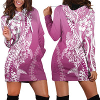 Hawaii Puakenikeni And Maile Lei Hoodie Dress Pink Polynesian Shark Tattoo DT05 - Polynesian Pride