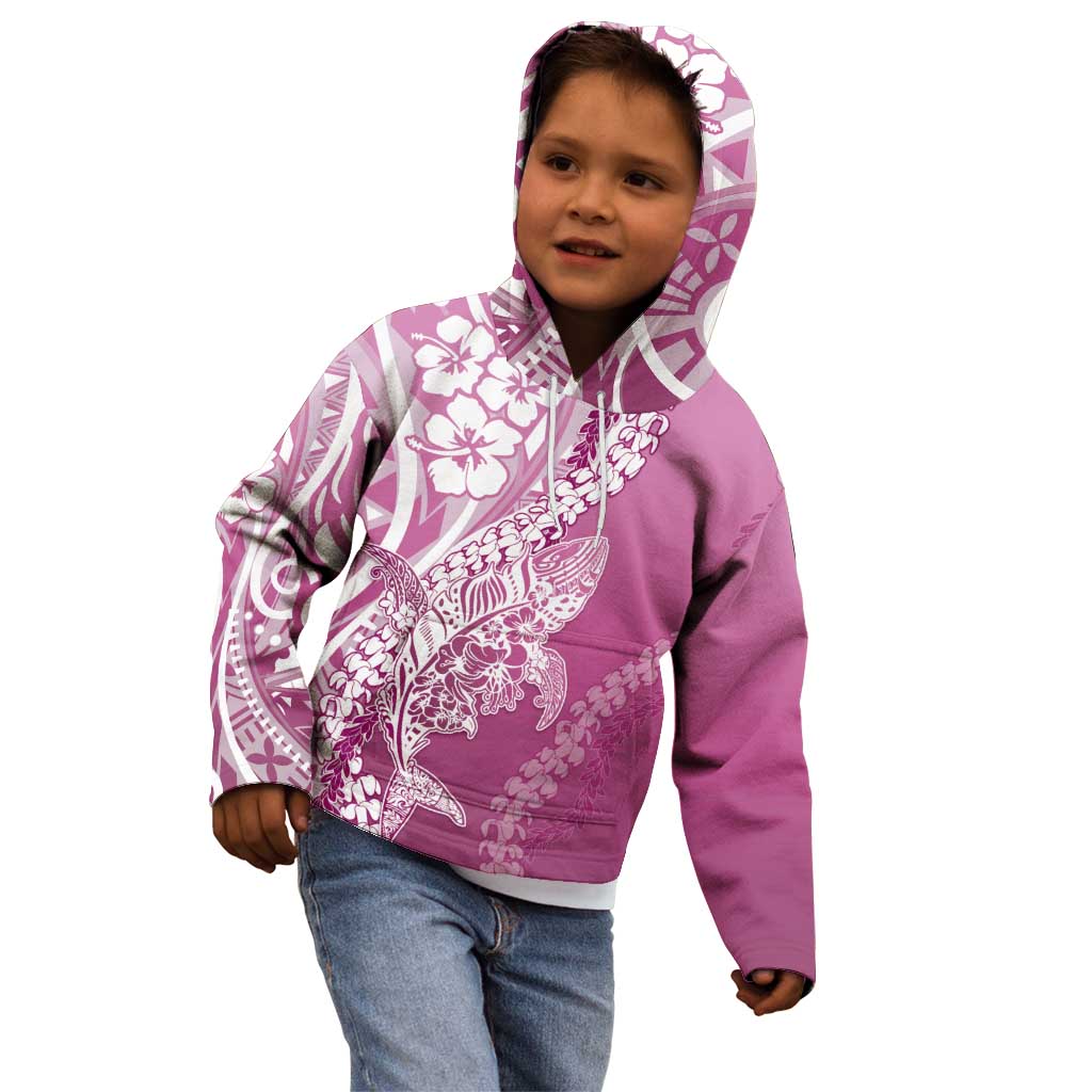 Hawaii Puakenikeni And Maile Lei Kid Hoodie Pink Polynesian Shark Tattoo DT05 - Polynesian Pride
