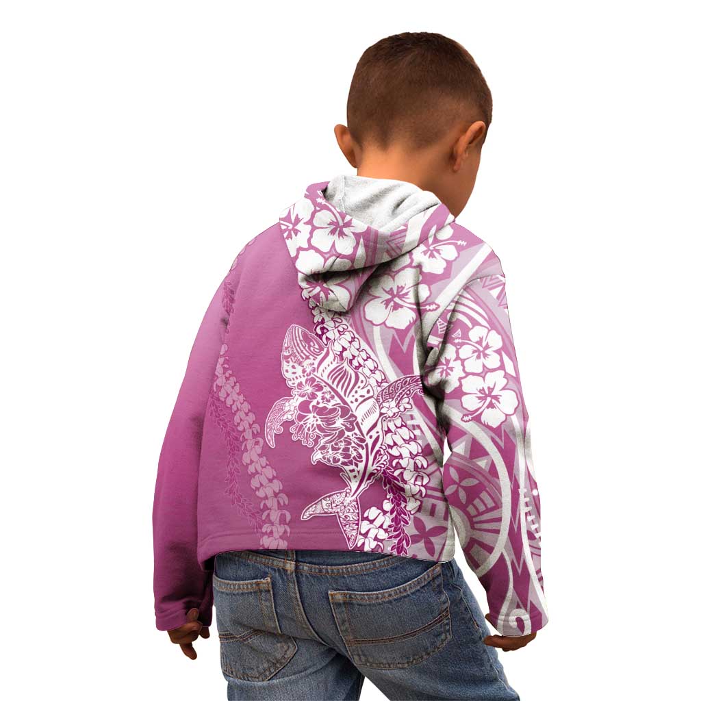 Hawaii Puakenikeni And Maile Lei Kid Hoodie Pink Polynesian Shark Tattoo DT05 - Polynesian Pride