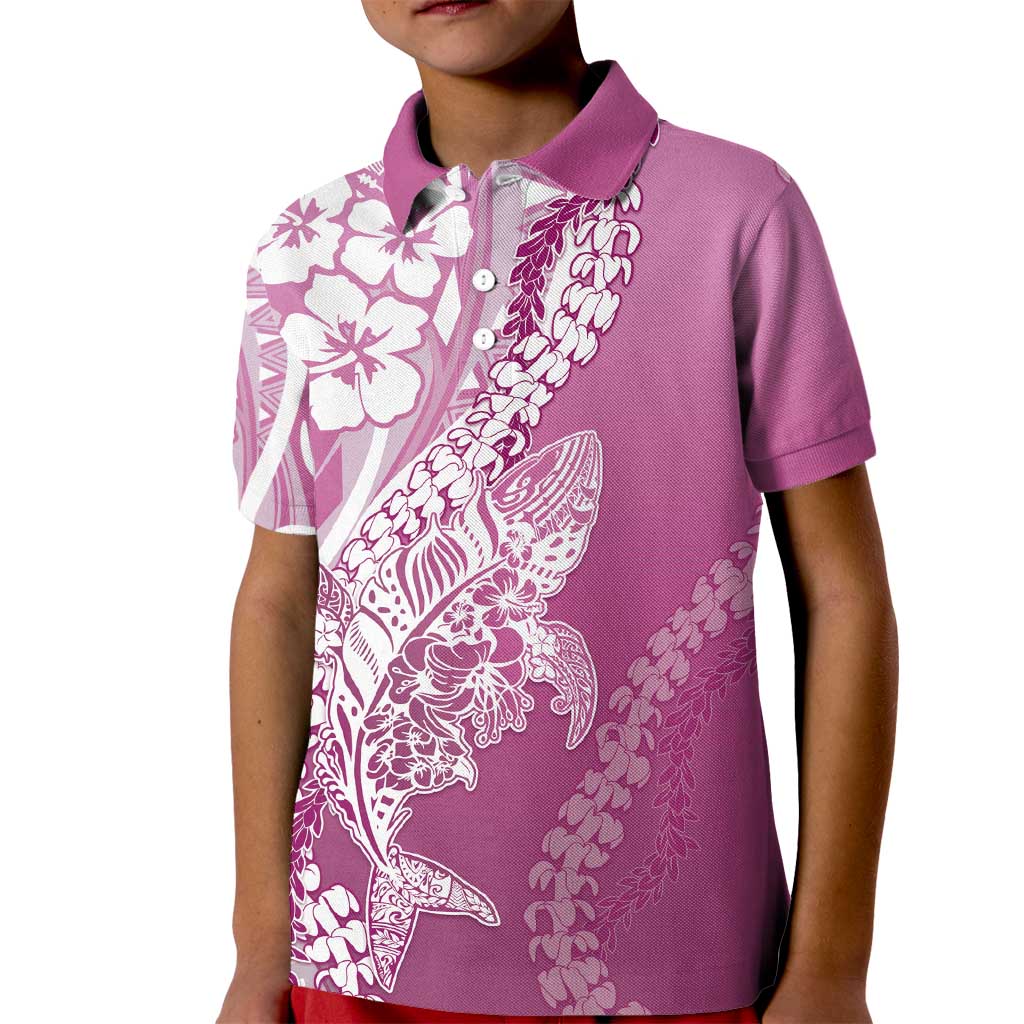 Hawaii Puakenikeni And Maile Lei Kid Polo Shirt Pink Polynesian Shark Tattoo DT05 Kid Pink - Polynesian Pride