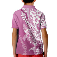 Hawaii Puakenikeni And Maile Lei Kid Polo Shirt Pink Polynesian Shark Tattoo DT05 - Polynesian Pride