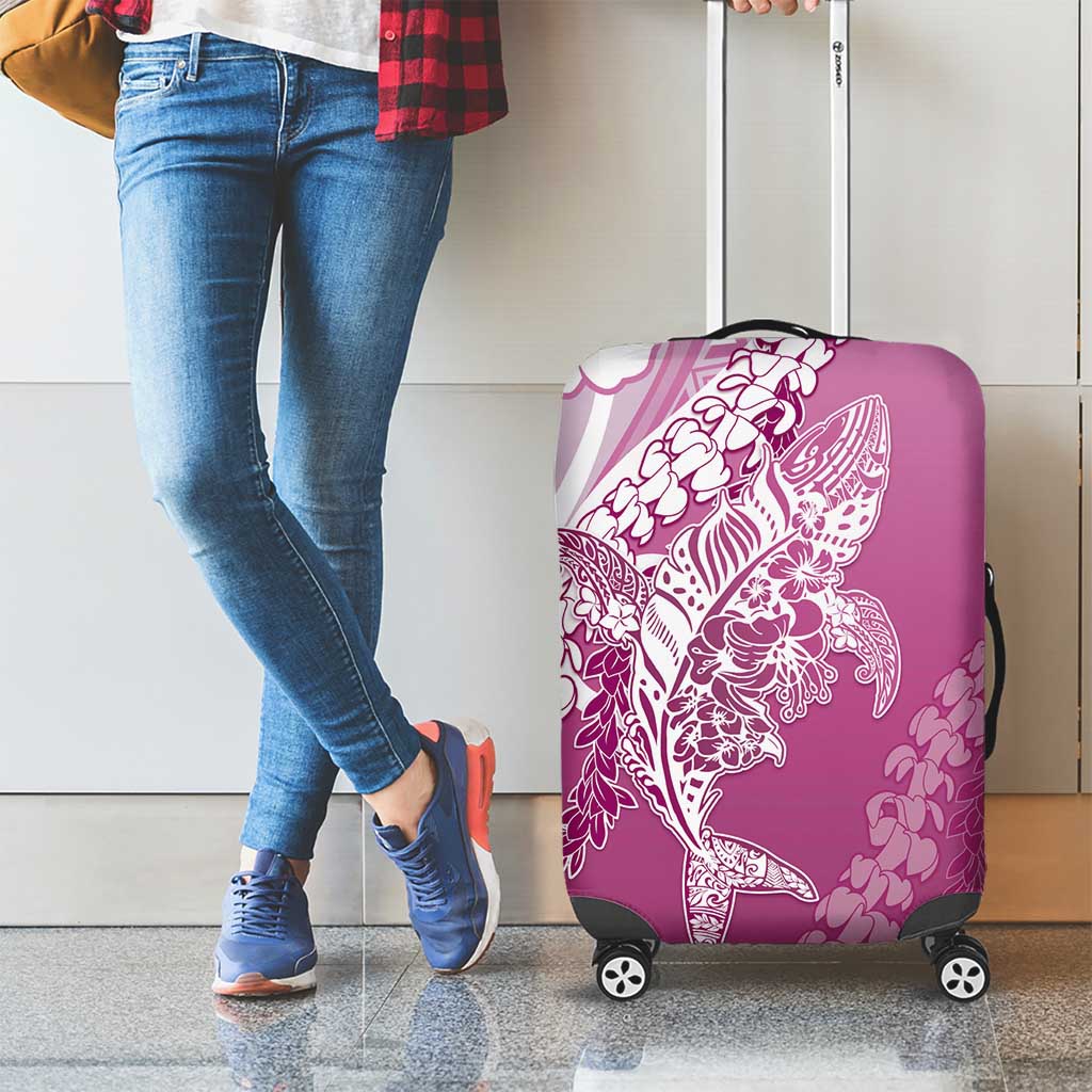 Hawaii Puakenikeni And Maile Lei Luggage Cover Pink Polynesian Shark Tattoo DT05 - Polynesian Pride