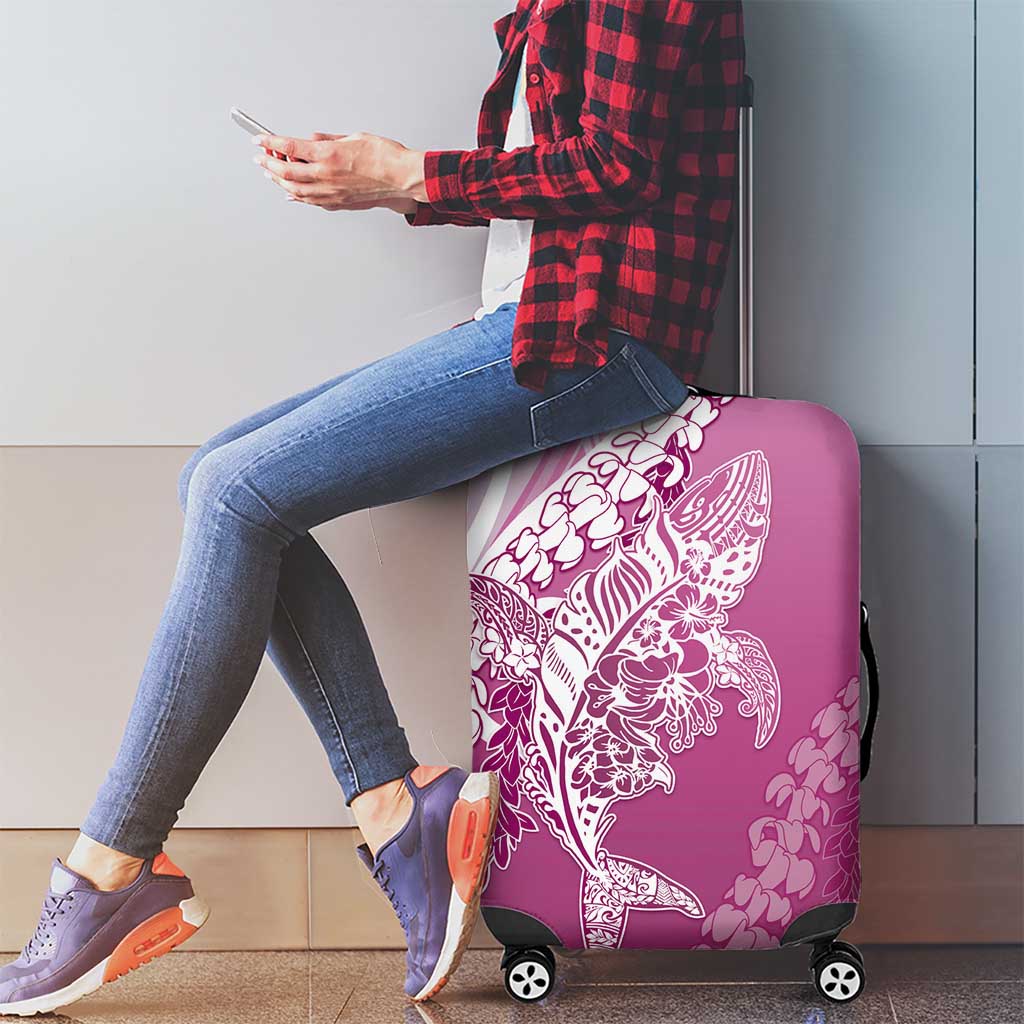 Hawaii Puakenikeni And Maile Lei Luggage Cover Pink Polynesian Shark Tattoo DT05 - Polynesian Pride