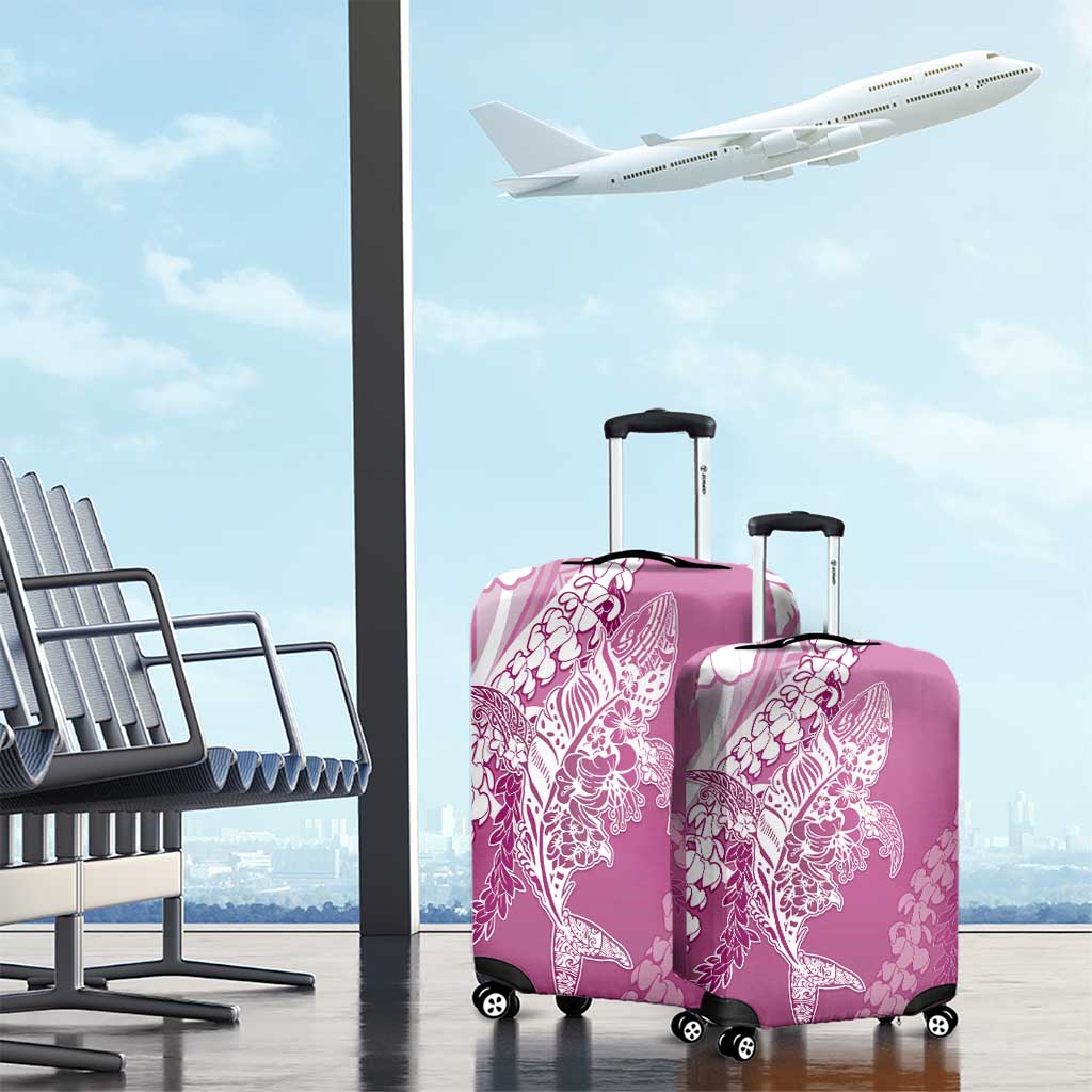 Hawaii Puakenikeni And Maile Lei Luggage Cover Pink Polynesian Shark Tattoo DT05 - Polynesian Pride