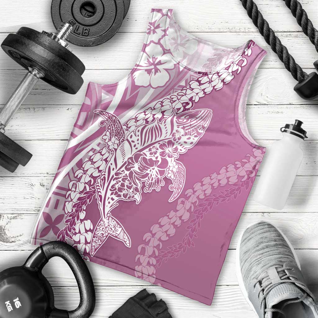 Hawaii Puakenikeni And Maile Lei Men Tank Top Pink Polynesian Shark Tattoo DT05
