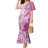Hawaii Puakenikeni And Maile Lei Mermaid Dress Pink Polynesian Shark Tattoo DT05 Women Pink - Polynesian Pride