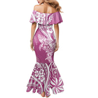 Hawaii Puakenikeni And Maile Lei Mermaid Dress Pink Polynesian Shark Tattoo DT05 - Polynesian Pride