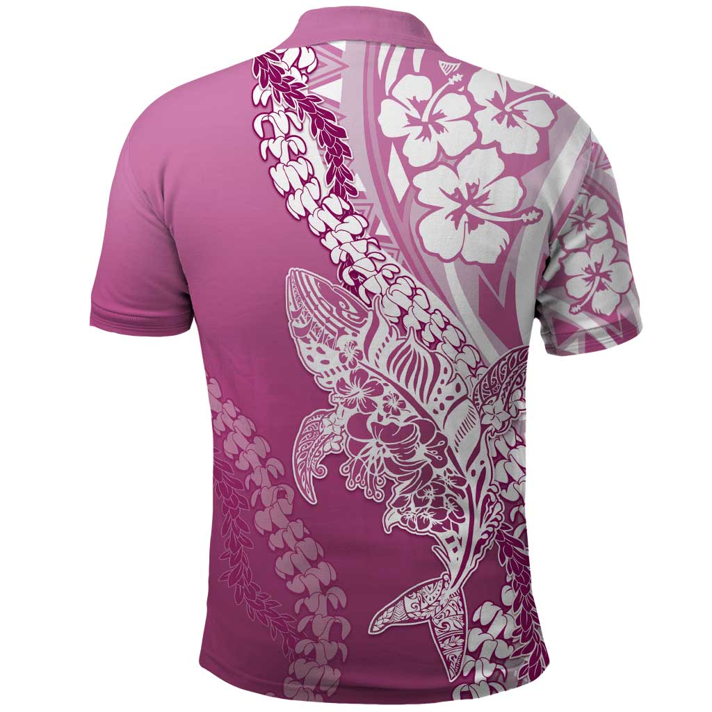 Hawaii Puakenikeni And Maile Lei Polo Shirt Pink Polynesian Shark Tattoo DT05 - Polynesian Pride