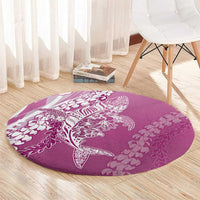 Hawaii Puakenikeni And Maile Lei Round Carpet Pink Polynesian Shark Tattoo DT05