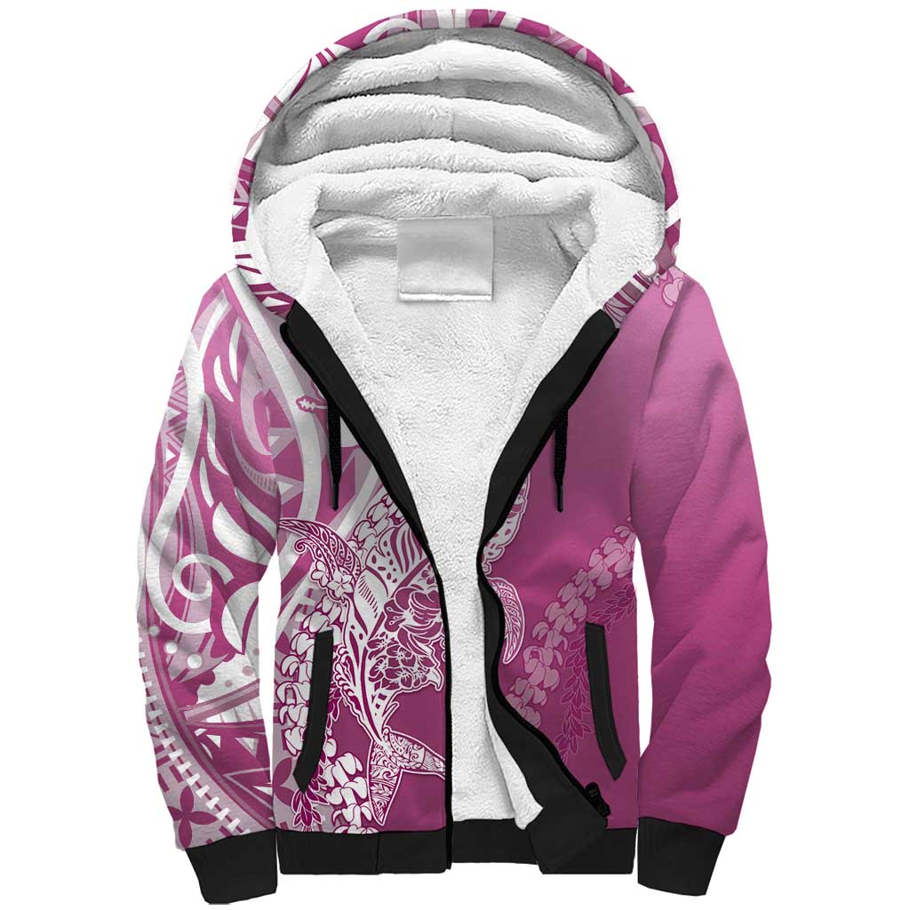 Hawaii Puakenikeni And Maile Lei Sherpa Hoodie Pink Polynesian Shark Tattoo DT05 Unisex Pink - Polynesian Pride