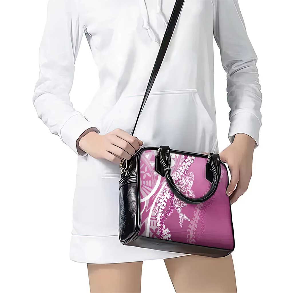 Hawaii Puakenikeni And Maile Lei Shoulder Handbag Pink Polynesian Shark Tattoo DT05