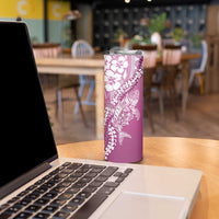 Hawaii Puakenikeni And Maile Lei Skinny Tumbler Pink Polynesian Shark Tattoo DT05 - Polynesian Pride