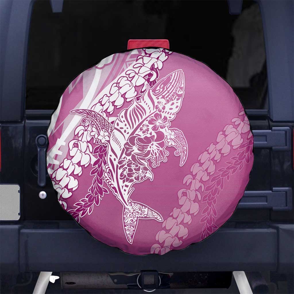 Hawaii Puakenikeni And Maile Lei Spare Tire Cover Pink Polynesian Shark Tattoo DT05 No hole Pink - Polynesian Pride