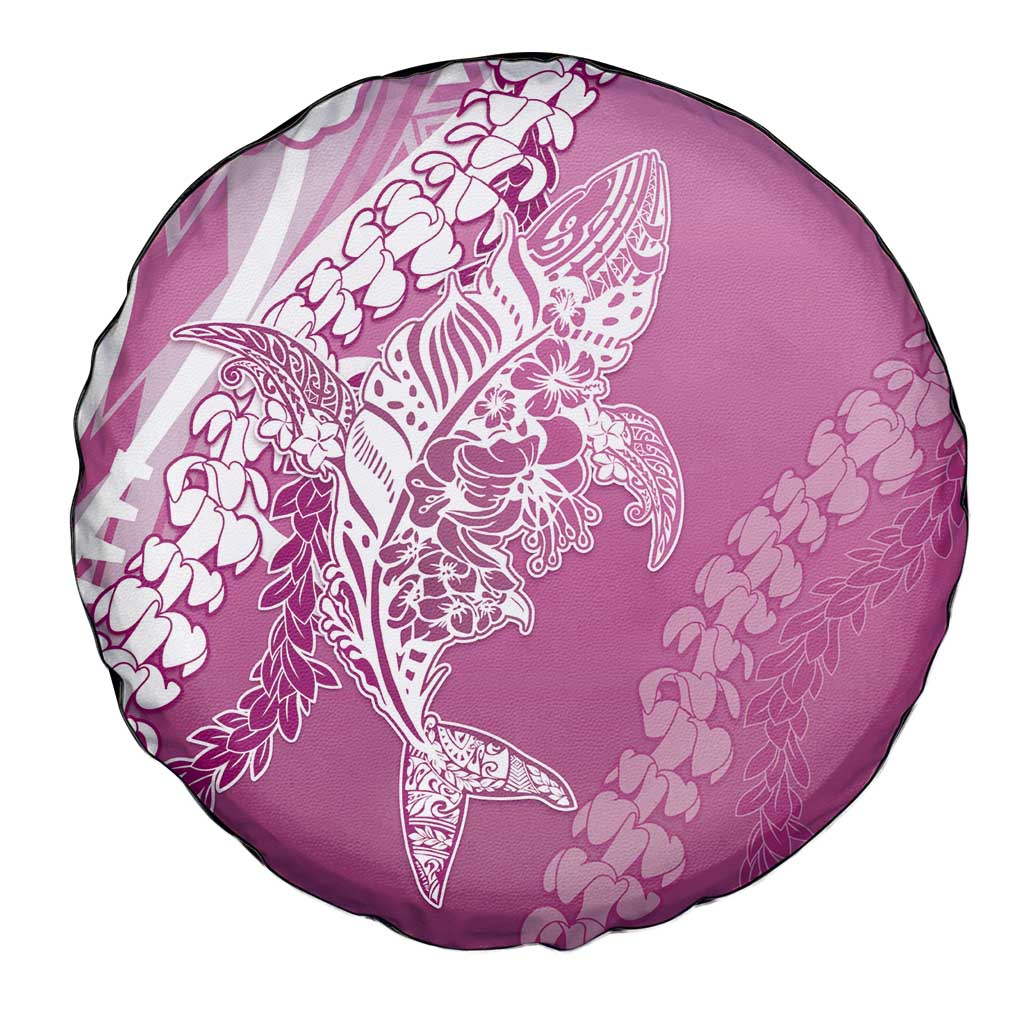 Hawaii Puakenikeni And Maile Lei Spare Tire Cover Pink Polynesian Shark Tattoo DT05 - Polynesian Pride