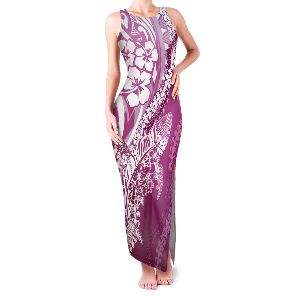 Hawaii Puakenikeni And Maile Lei Tank Maxi Dress Pink Polynesian Shark Tattoo DT05 Women Pink - Polynesian Pride