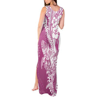 Hawaii Puakenikeni And Maile Lei Tank Maxi Dress Pink Polynesian Shark Tattoo DT05 - Polynesian Pride