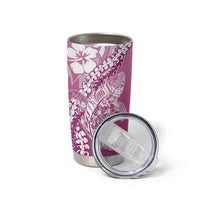 Hawaii Puakenikeni And Maile Lei Tumbler Cup Pink Polynesian Shark Tattoo DT05