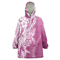 Hawaii Puakenikeni And Maile Lei Wearable Blanket Hoodie Pink Polynesian Shark Tattoo DT05 One Size Pink - Polynesian Pride