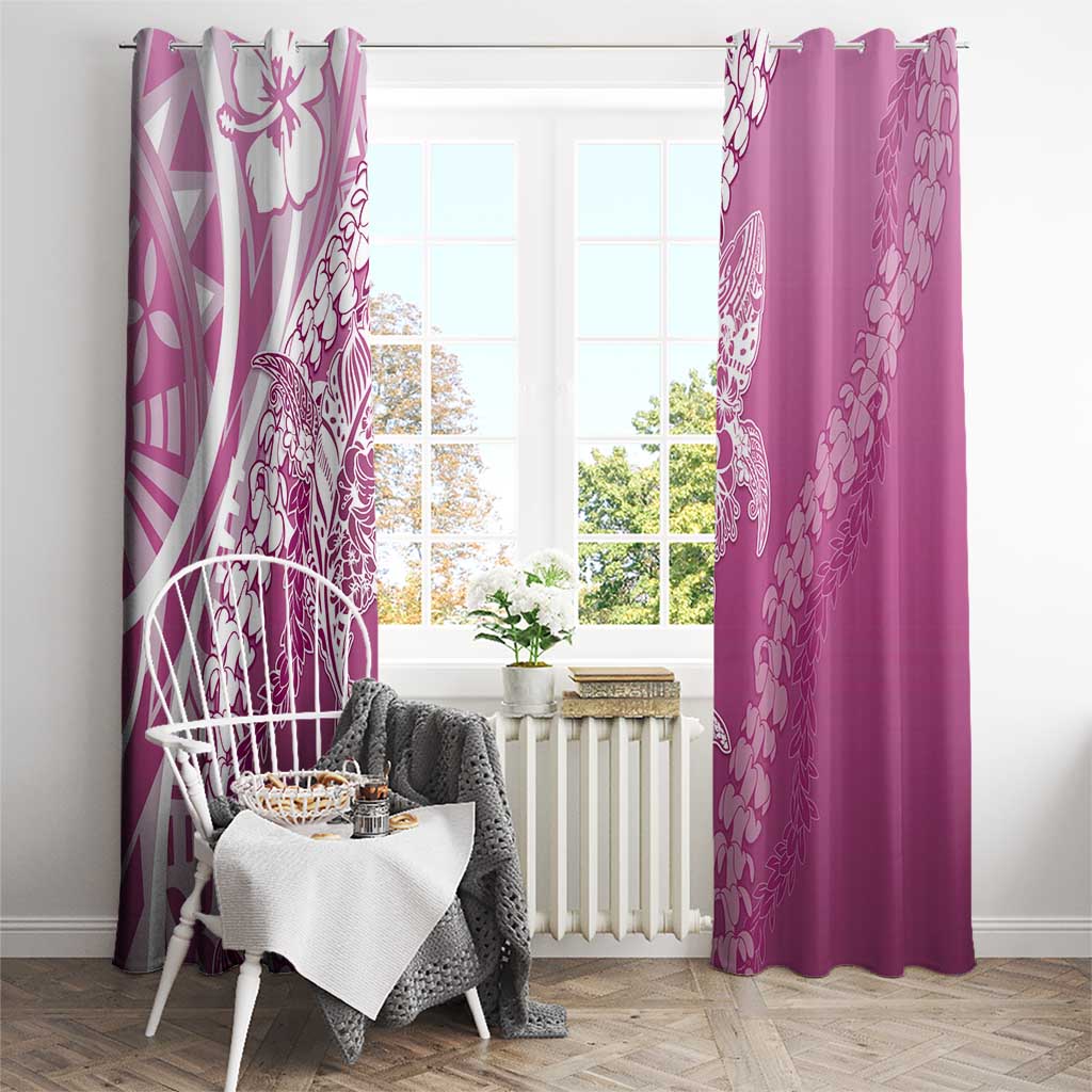 Hawaii Puakenikeni And Maile Lei Window Curtain Pink Polynesian Shark Tattoo DT05