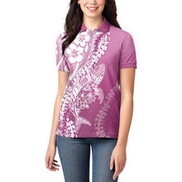 Hawaii Puakenikeni And Maile Lei Women Polo Shirt Pink Polynesian Shark Tattoo DT05 - Polynesian Pride