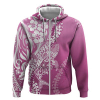 Hawaii Puakenikeni And Maile Lei Zip Hoodie Pink Polynesian Shark Tattoo DT05 Zip Hoodie Pink - Polynesian Pride