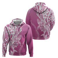 Hawaii Puakenikeni And Maile Lei Zip Hoodie Pink Polynesian Shark Tattoo DT05 - Polynesian Pride