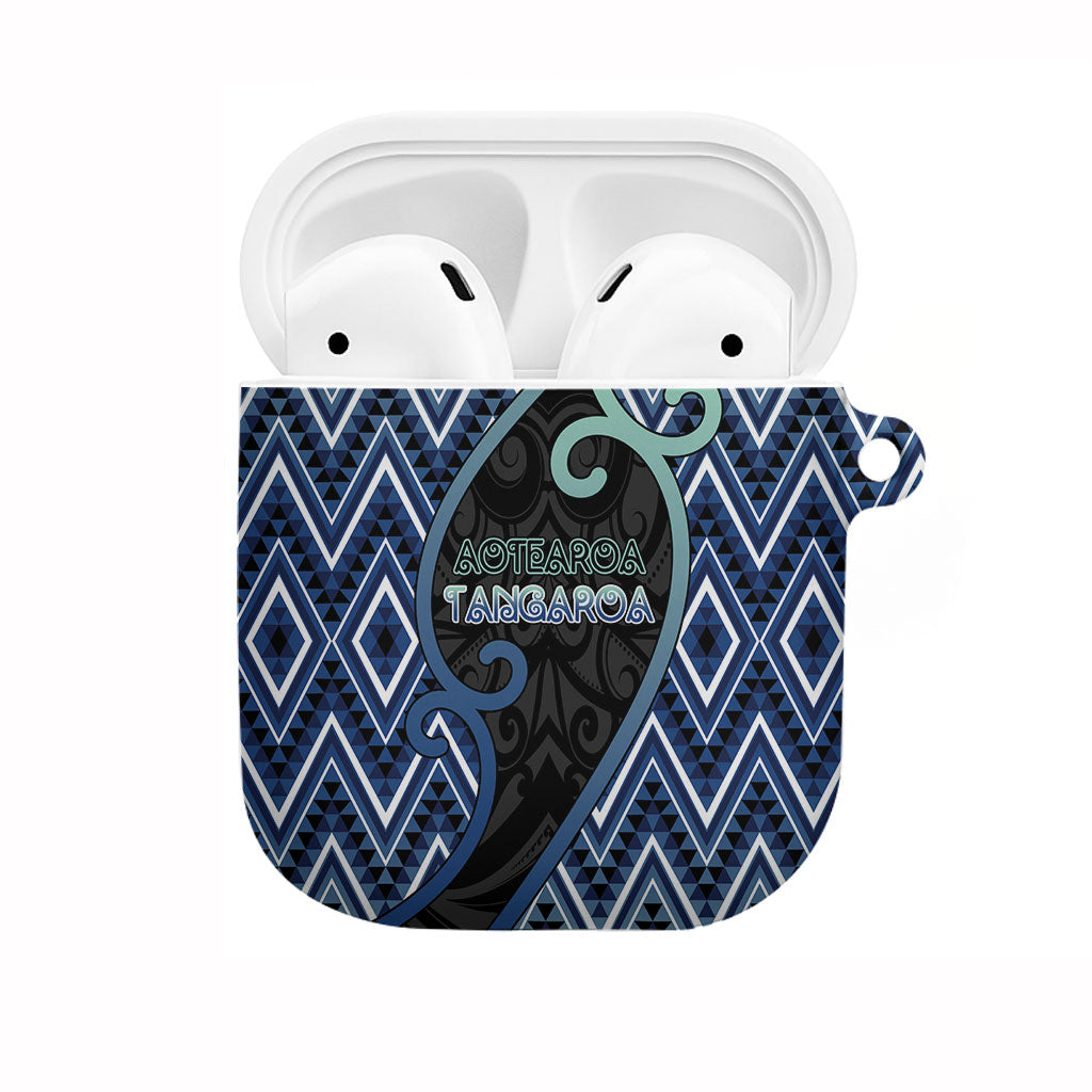 Aotearoa Atua Tangaroa AirPods Case God Of Ocean Koru Patterns DT05 Navy - Polynesian Pride