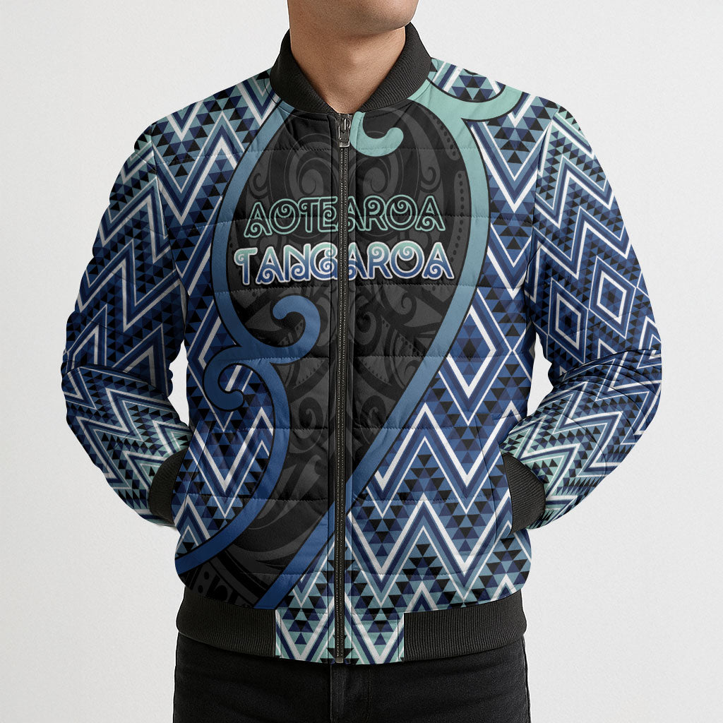 Custom Aotearoa Atua Tangaroa Bomber Puffer Jacket God Of Ocean Koru Patterns