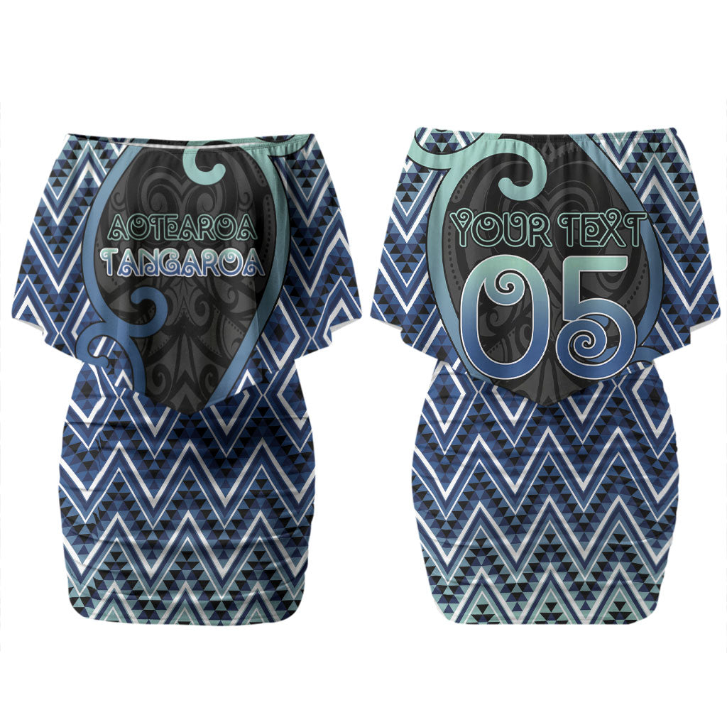 Custom Aotearoa Atua Tangaroa Couples Matching Off Shoulder Short Dress and Long Sleeve Button Shirt God Of Ocean Koru Patterns
